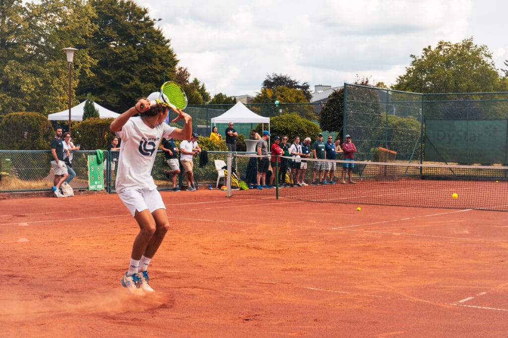 Tennis player at college showcase