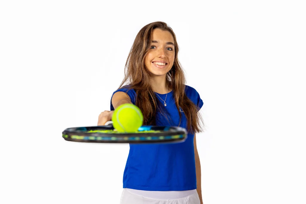 Eulalia Pascual holding tennis racket