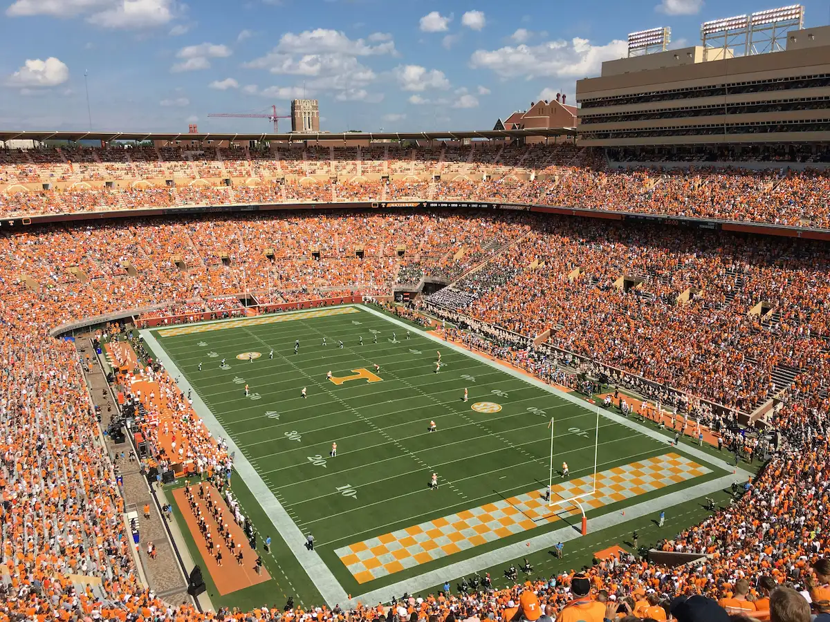 College football stadium full of fans